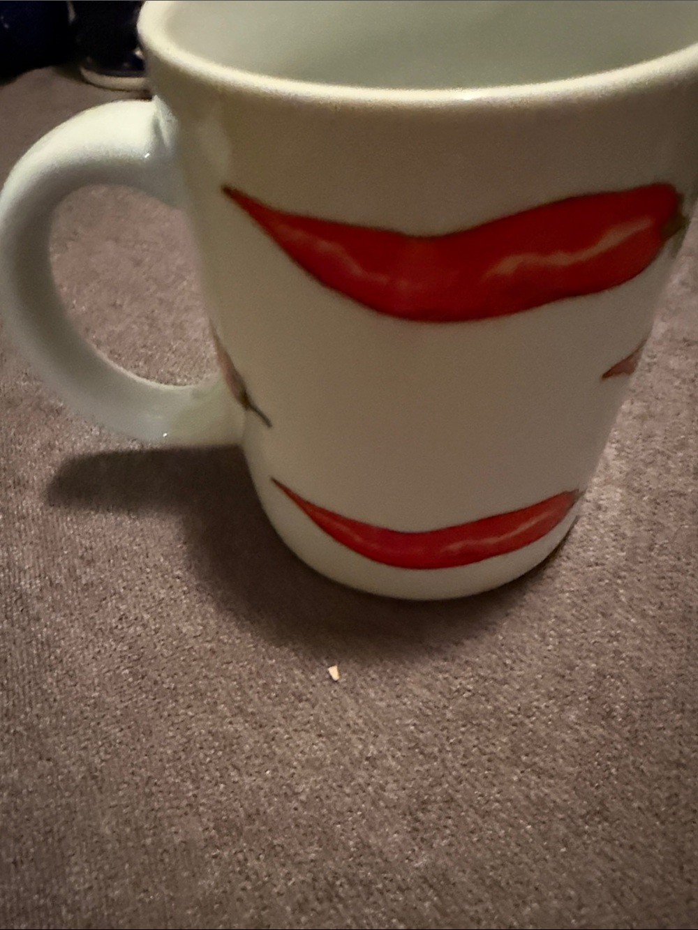 White Ceramic Mug with Red Chili Motif